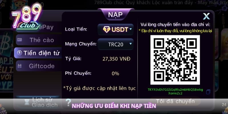 Những ưu điểm khi nạp tiền