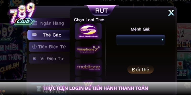 Thực hiện login để tiến hành thanh toán